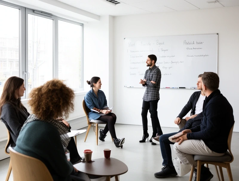 Rhetorikkurs Hamburg – Trainer arbeitet mit kleiner Gruppe